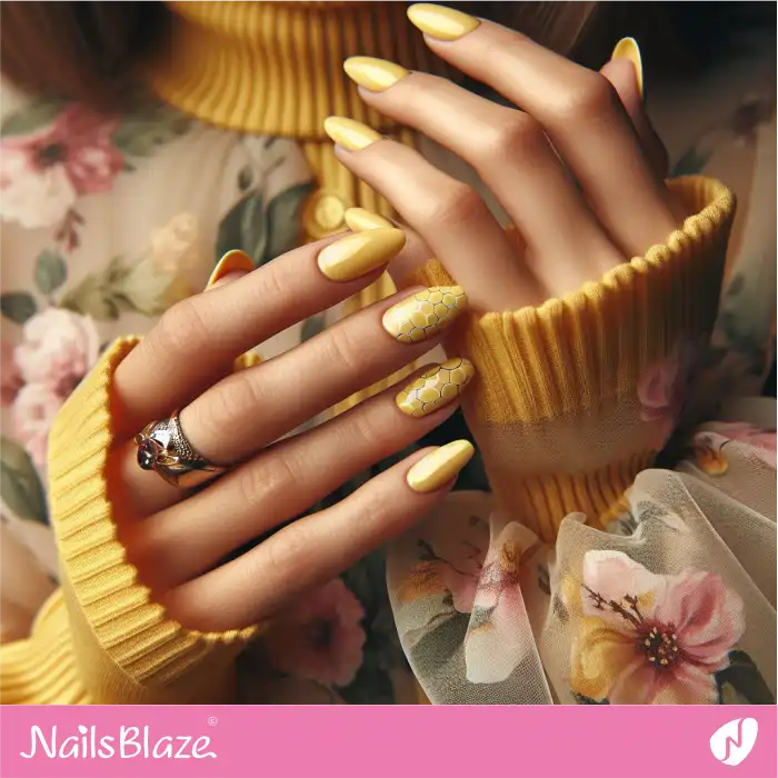 Canary Yellow Nails Geometric Design | Spring Nails - NB3953
